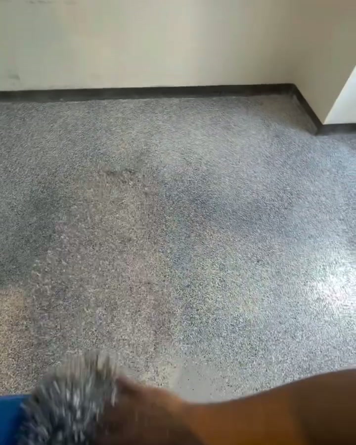 A finished flake floor meeting a painted wall in a tint shop office in West Valley City.